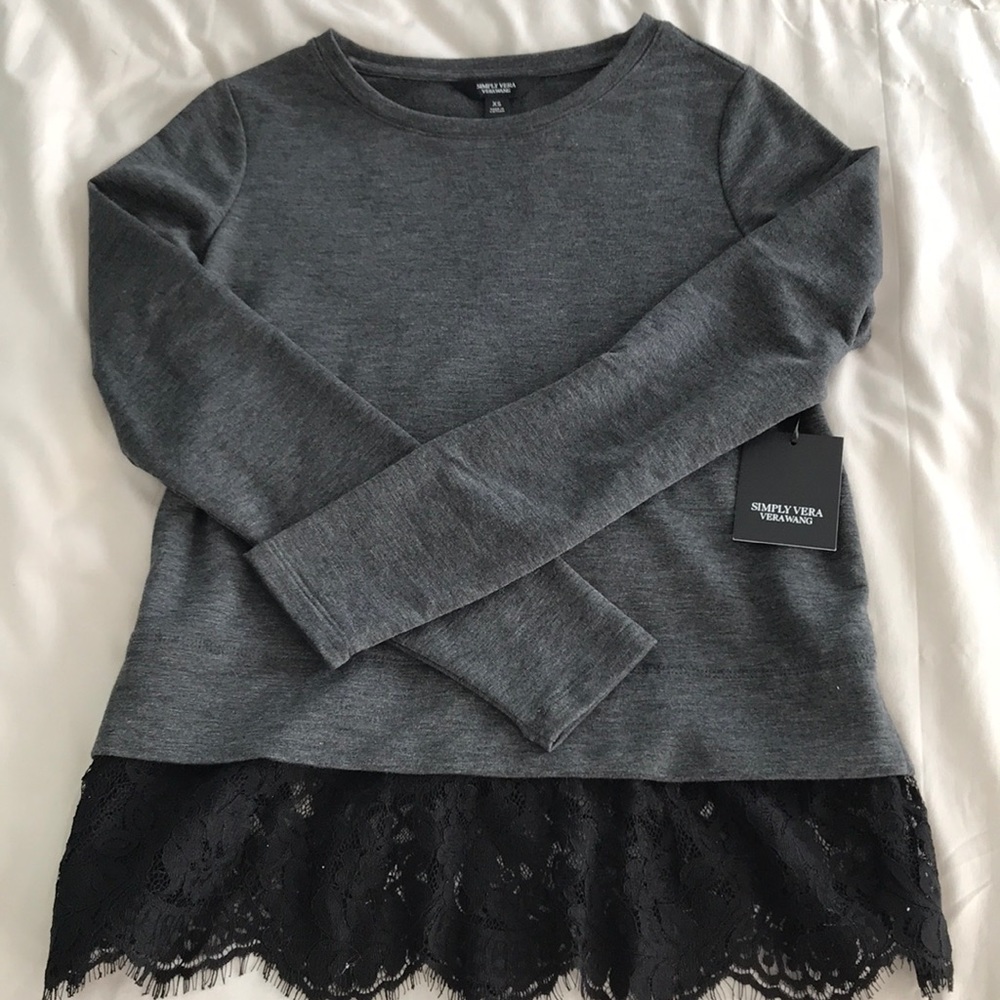 NWT gray lace top